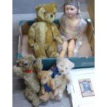 A miniature Steiff Teddy bear, Blue 7, in presentation box, a 'Big Softie' Teddy bear with growler,