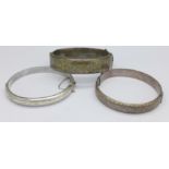 Three silver bangles