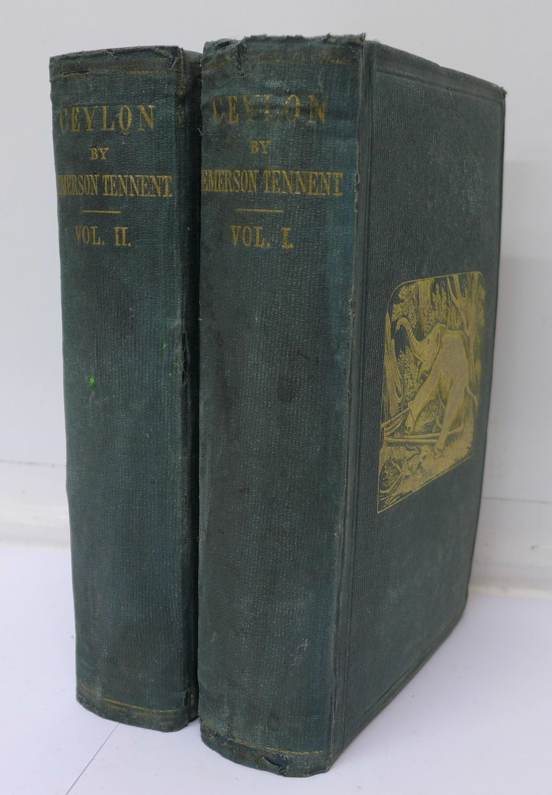 Two volumes, Ceylon by Emerson Tennent, 1860, published by Longman, Green,