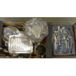 EPNS and other flatware, wine holder,