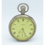 A silver cased top-wind pocket watch, H.
