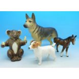 Two Beswick dogs, Champion Ulrica of Brittas and Jack Russell Terrier,