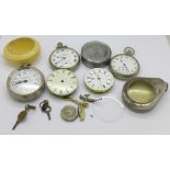 A Cortébert pocket watch, a verge pocket watch movement, an Arnold Kneebone of Plymouth watch key,