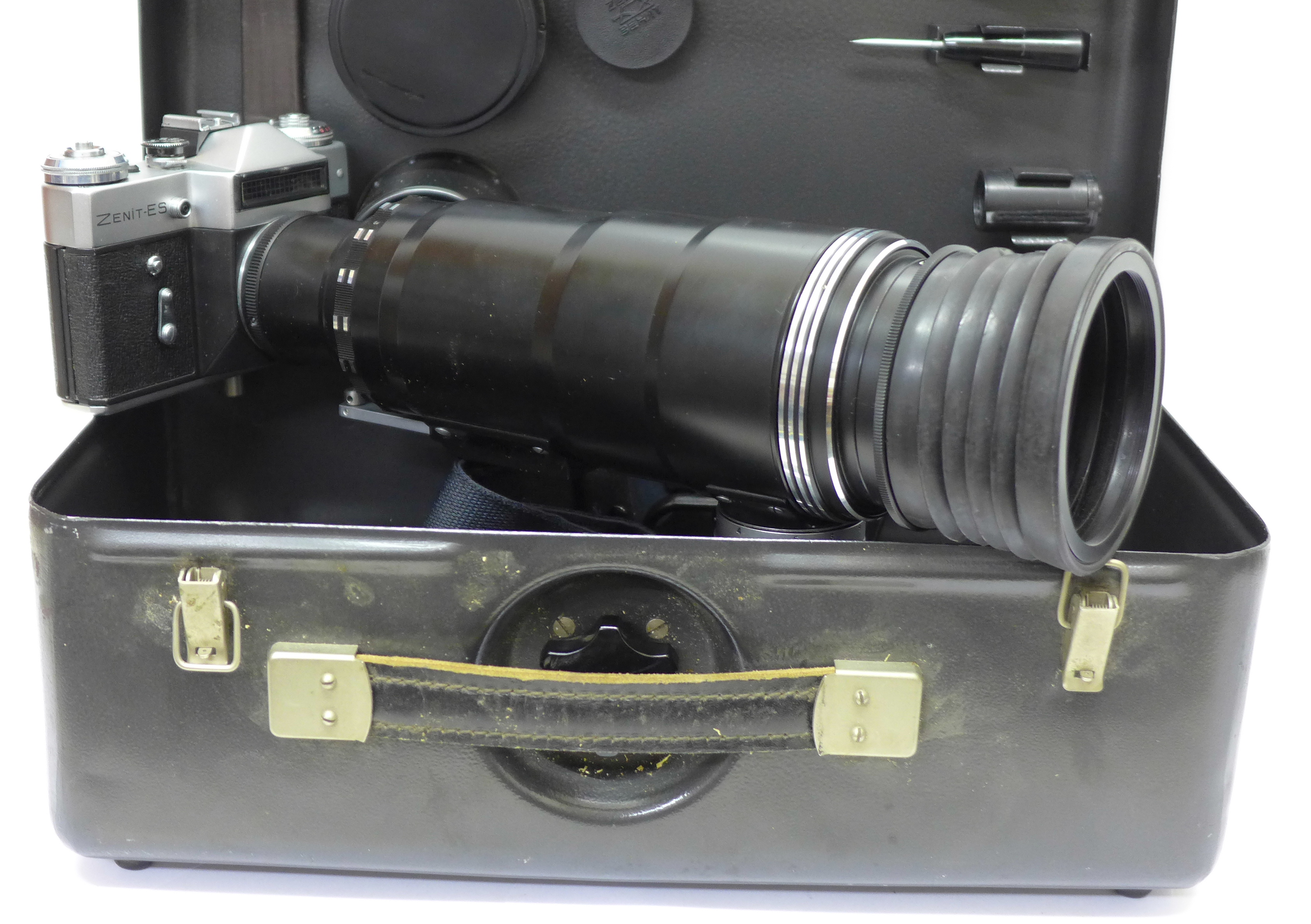 A Zenit-ES 35mm film camera with a USSR TAIR-3-PhS 4.