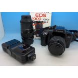 A Canon EOS1000 35mm camera,