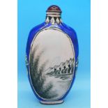 A Chinese flask decorated with a standing nude figure and Chinese landscape