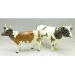 A Beswick Ayrshire Bull, Champion Whitehill Mandate, and cow,