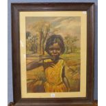 * Reynolds, portrait of a young African girl, oil painting,