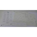 Nottinghamshire Cricket Club team autograph sheets,