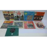 Nine The Beatles 7" vinyl singles including five Japanese