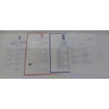 Three sets of England Cricket Team autographs, 1997, 'A' Team to Kenya 1997-1998,