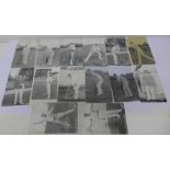 Fourteen cricket postcards,