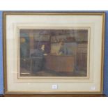 A 19th Century, watercolour, The Pawnbrokers, framed,