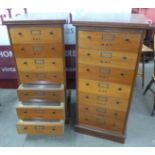 A pair of Victorian mahogany seven drawer collectors/museum chests, each 124cm h, 57cm w,