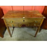 A George III oak three drawer side table