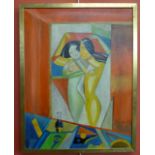 After Picasso, a Cubist French oil on canvas,