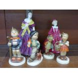 A Royal Worcester figure, a Royal Doulton figure and four West German figures,