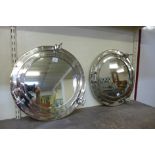 A pair of ship's style chrome mirrors