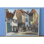 * Dicke, street scene with figures by a tavern, oil on board,