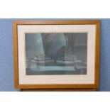 A signed limited edition Norman Stevens (1937-1988) etching, Painswick Moonlight,