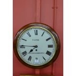 A 19th Century mahogany circular fusee wall clock, the dial signed T.