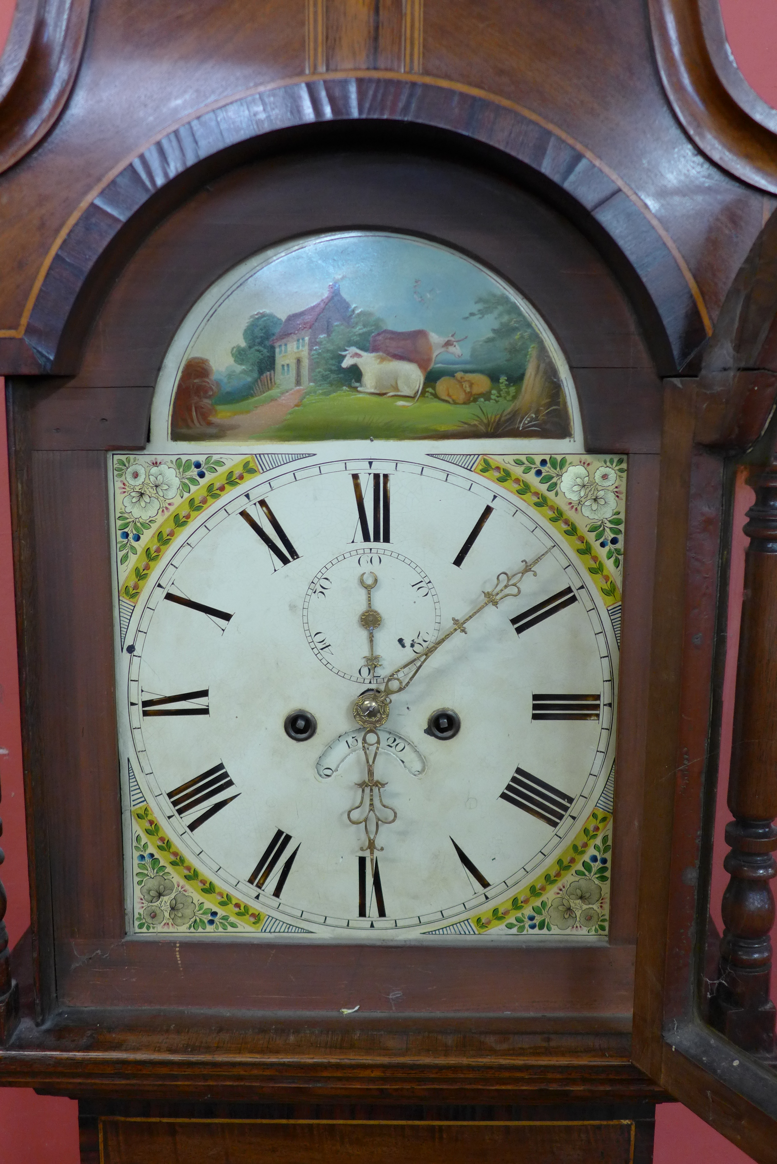 A George III inlaid mahogany and oak 8-day longcase clock - Image 2 of 4