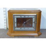 An Art Deco walnut mantel clock