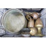 A box of Indian brass and metalwares