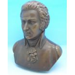 A bronzed bust of Mozart, 17.