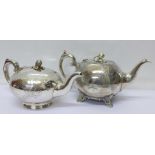 Two plated teapots