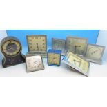 An Art Deco Asprey combination mantel clock, thermometer, barometer,