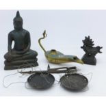 A set of opium scales, a Thai deity,