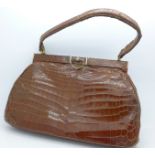 A crocodile skin handbag