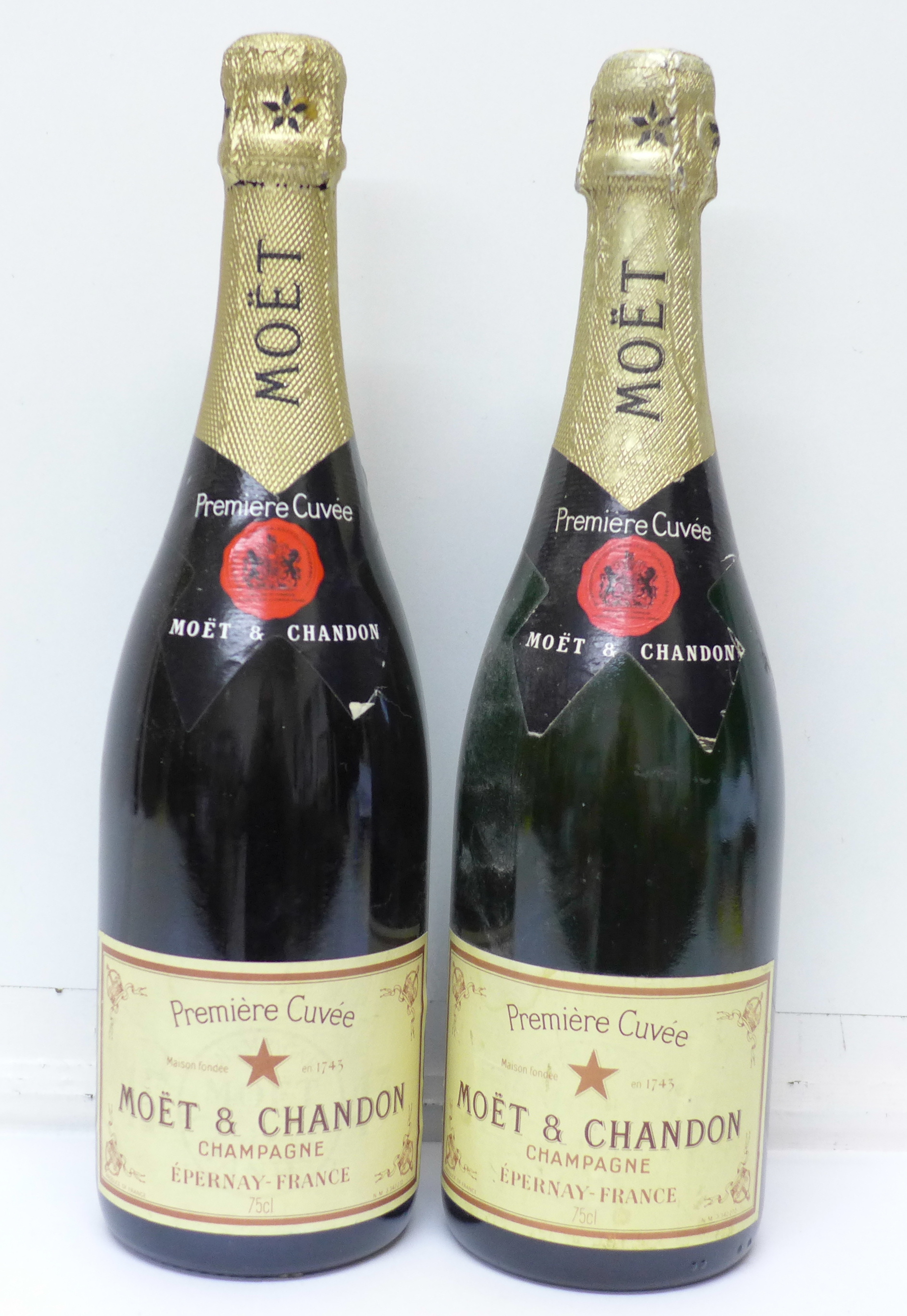 Two bottles of Moet & Chandon Champagne