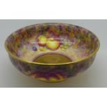 An 'Edwardian' hand decorated bowl, signed D. Wilson, diameter 25.