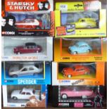 Eight Corgi TV themed model vehicles including Inspector Morse, Buster,