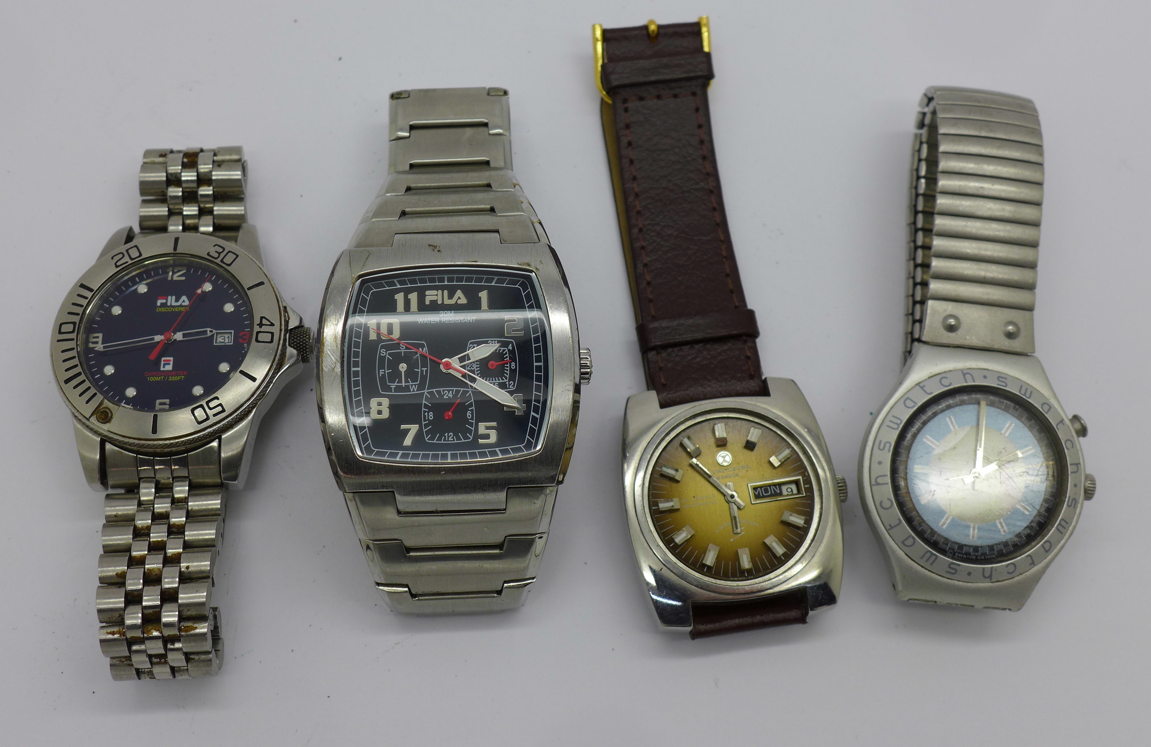 Four gentleman's wristwatches; Favre-Leuba, a/f,