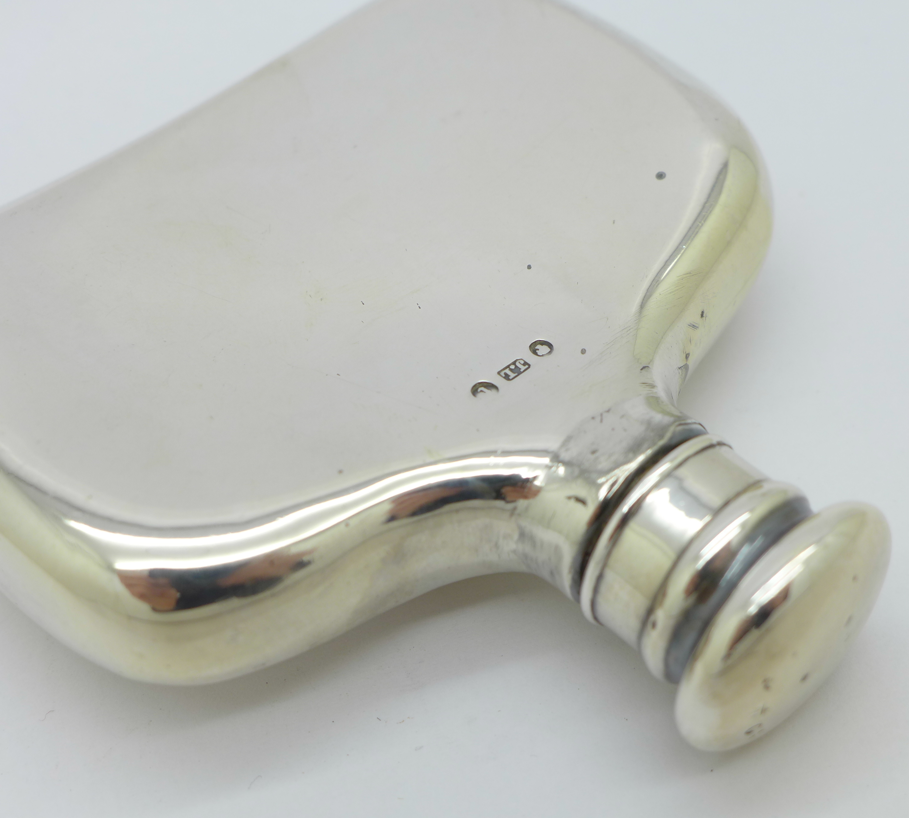 A small Victorian silver hip flask, a/f, - Image 6 of 8