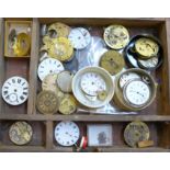 Pocket watch parts including a Longines movement in an 800 silver case,