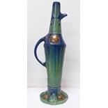 A blue and green glazed Bretby vase or jug, 41.