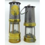 Two miner's safety lamps including Hailwoods Improved Lamp