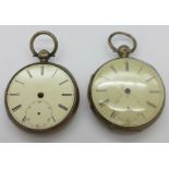 Two silver cased pocket watches,