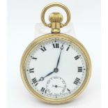 A gold plated Record top wind pocket watch