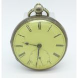 A silver cased fusee pocket watch,