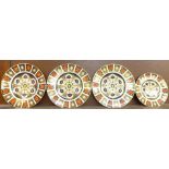 Four Royal Crown Derby 1128 pattern plates, three plates 27cm in diameter, smaller plate 21.