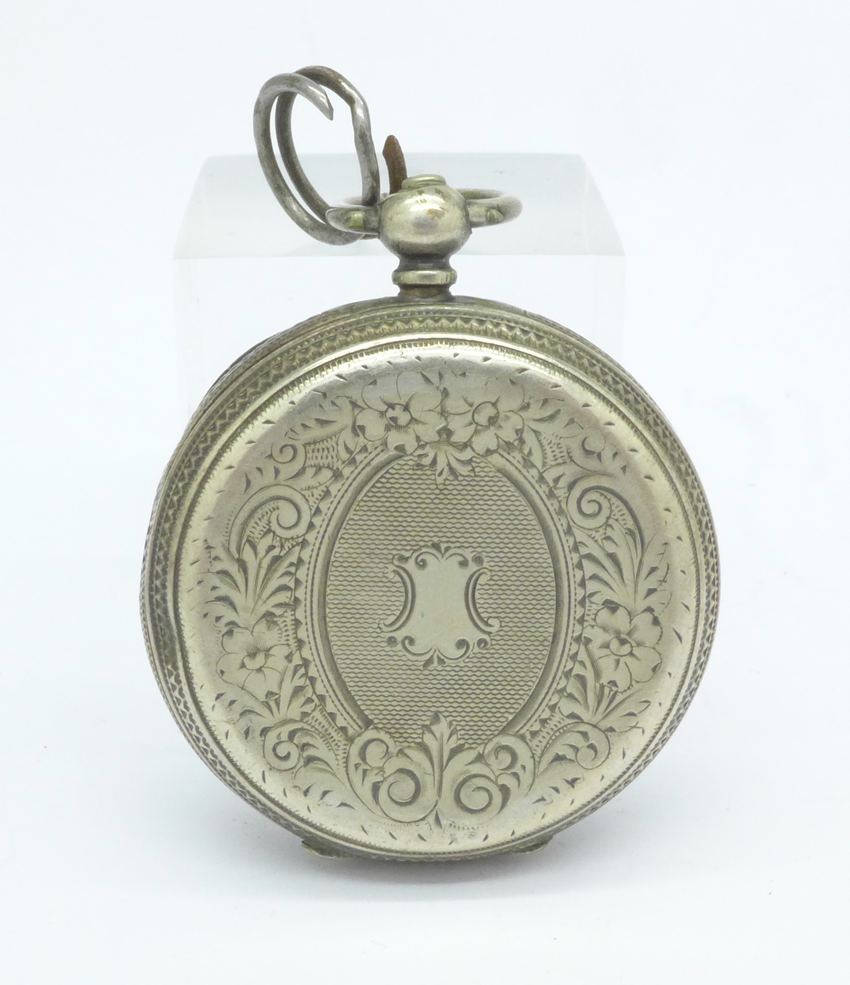 A silver fob watch, H. - Image 2 of 2