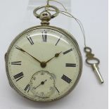 A silver cased fusee pocket watch