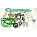 Jewellery including RAF wings brooch, beads, etc.