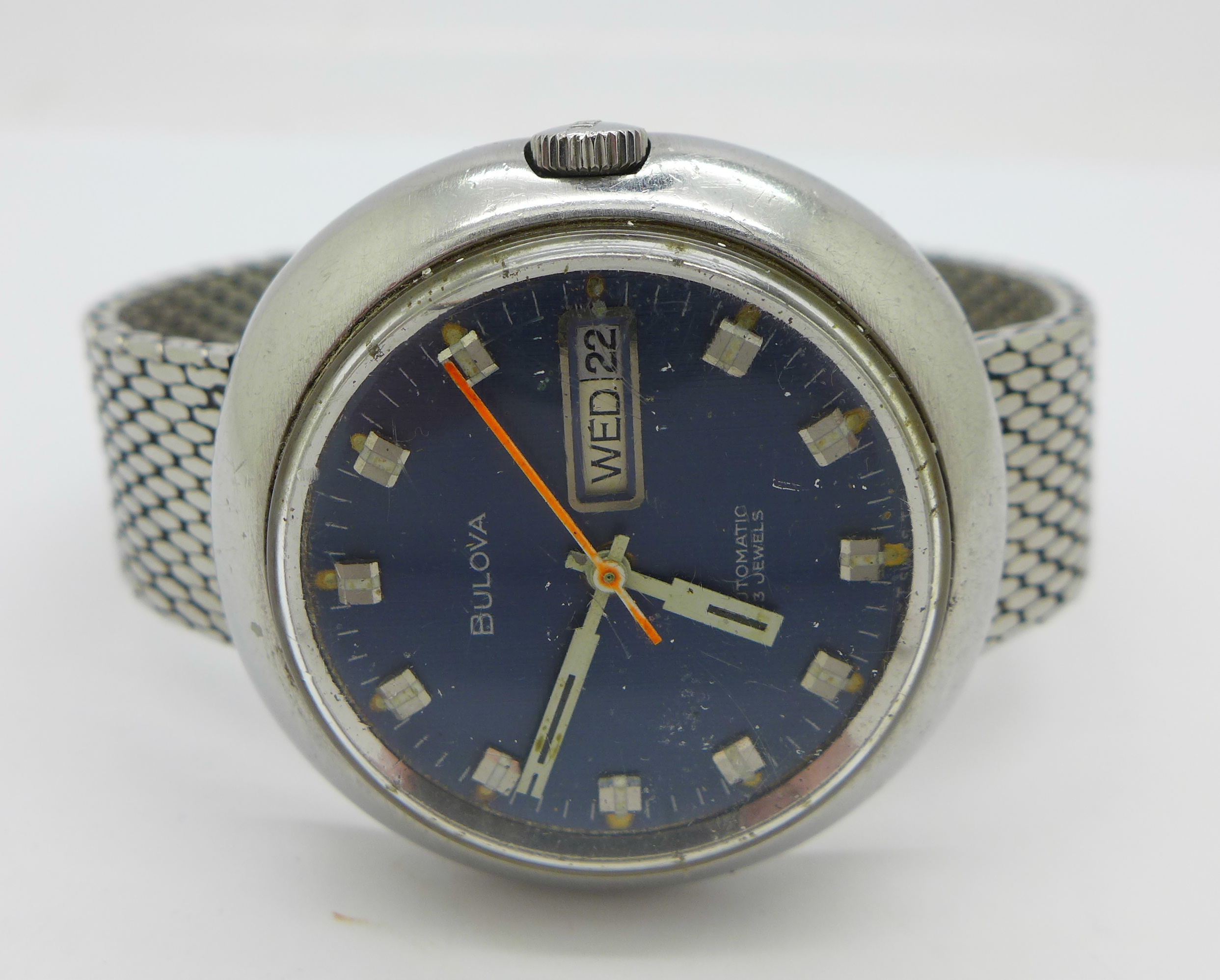 A 1970's Bulova automatic wristwatch with day and date