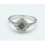 An 18ct gold, sapphire and diamond ring, 3.